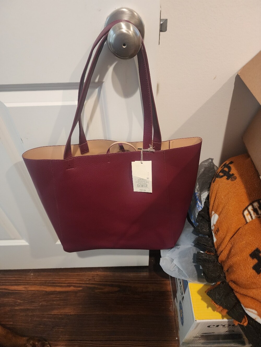 Women's Tote Bag in Burgundy - Reversible